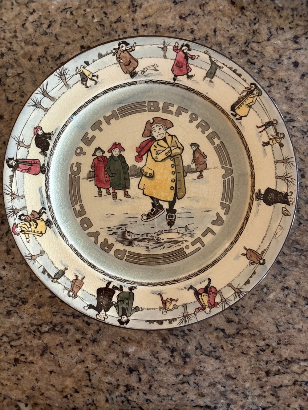 Antique Royal Doulton England 'Pryde Goeth Before A Fall' 10” Plate